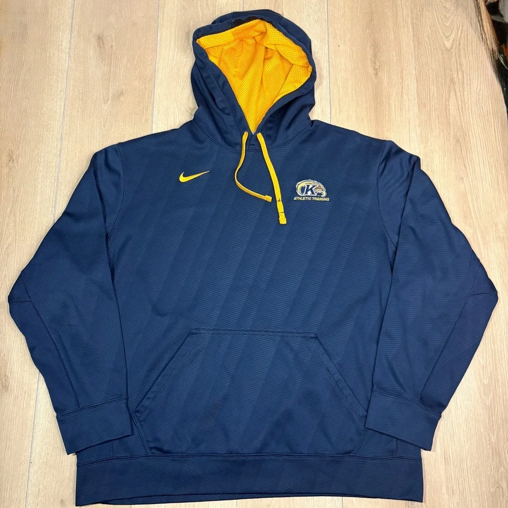 Nike Kent State Athletic Training Hoodie XL Navy Blue Gold Therma-FIT Pullover